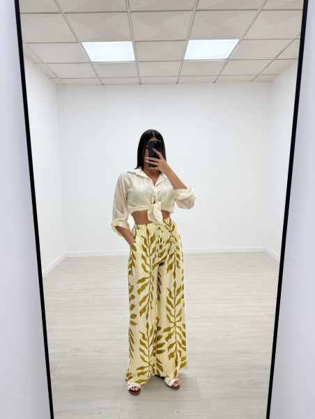 PANTALÓN FLUIDO HOJAS AMARILLO